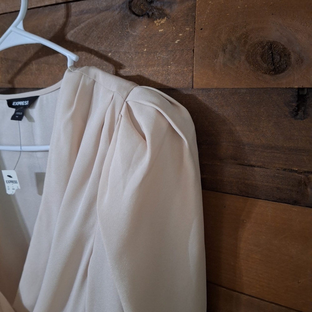 Express Cream Puff Sleeve Wrap Blouse - Picture 4 of 5